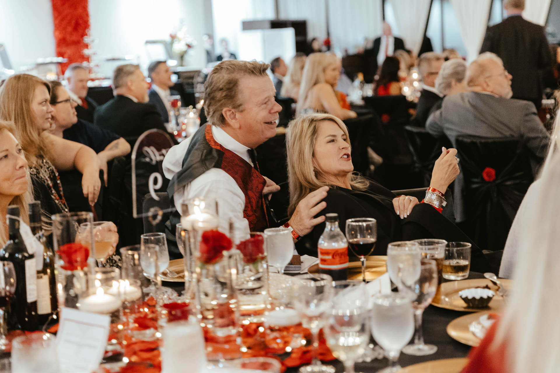 Guests enjoying the evening at the Lady in Red Gala.